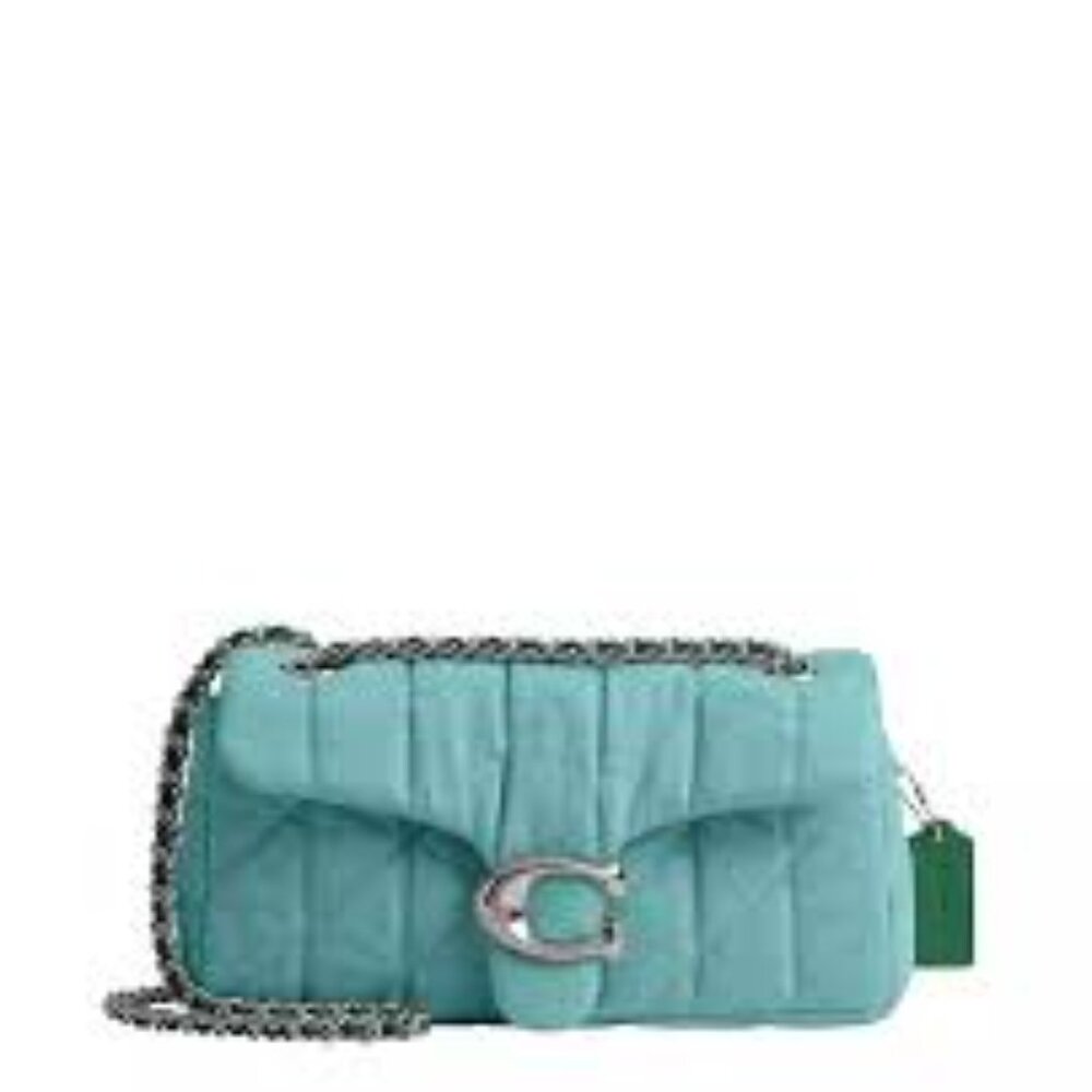 NWT COACH Quilted Tabby Ivy Silver Denim Shoulder Bag 26